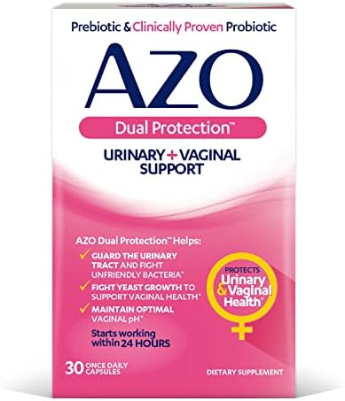 Azo Dual Protection Urinary + Vaginal Support Prebiotic Plus Clinically Proven Women'S Probiotic 30 Count & Complete Feminine Balance Daily Probiotics For Women
