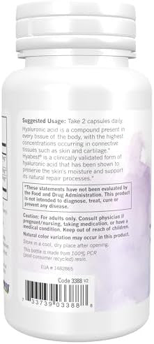 Now Foods Solutions Hydration Rescue With Hyabest Hyaluronic Acid Helps Maintain Youthful Looking Skin Supports Healthy Skin Moisture 60 Veg Capsules