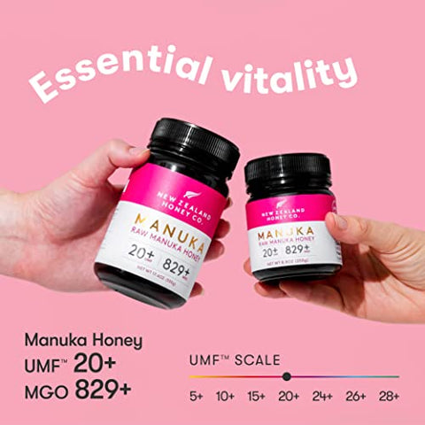 New Zealand Honey Co. Raw Manuka Honey UMF 20+ | MGO 829+ 4.4oz, UMF Certified & Bamboo Spoon 12cm