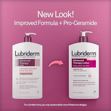 Lubriderm Advanced Therapy Moisturizing Lotion With Vitamins E And B5 Deep Hydration For Extra Dry Skin Non-Greasy Formula 24 Fl. Oz (Pack Of 3)