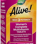 NatureS Way Alive Max3 Potency WomenS Complete Multivitamin Supports Energy Metabolism Heart and Bone Health With BVitamins Including Methylated B12 And Folate 90 Tablets