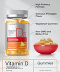 Horbaach Vitamin D3 2000iu Gummies 90 Count Vegetarian Pineapple Flavor 50 mcg NonGMO Gluten Free Vitamin D Supplement