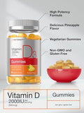 Horbaach Vitamin D3 2000iu Gummies 90 Count Vegetarian Pineapple Flavor 50 mcg NonGMO Gluten Free Vitamin D Supplement