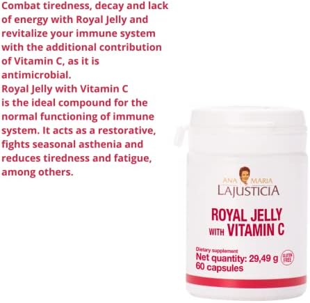 Ana Maria Lajusticia Royal Jelly With Vitamin C 60 Capsules Dairy And Gluten . Vegetarian Friendly. Perfect To Promote Vascular Health.