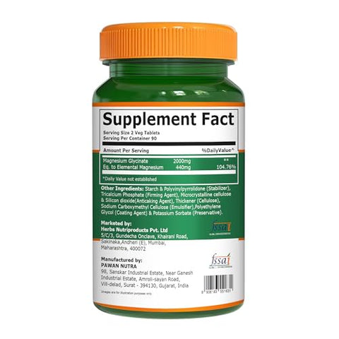 Pure Nutrition Magg - Chelated Magnesium Glycinate 180 Tabs 440 Mg Elemental Magnesium Per Serving High Absorption Formula For Daily Wellness