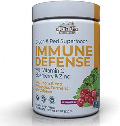 Country Farms Super Greens Powder 50 Organic Superfoods Drink Mix With Immune Defense Superfoods Drink Mix Vitamin C Elderberry