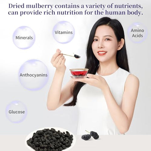Premium Dried Black Mulberries Dried Mulberries Black Mulberry Tea Herbal Tea No Sugar Added & No Additives Dried Fruit Snack Ã©Â»â€˜Ã¦Â¡â€˜Ã¦Â¤Â¹Ã¥Â¹Â² Ã¦Â¡â€˜Ã¨â€˜Å¡ 280g/10oz
