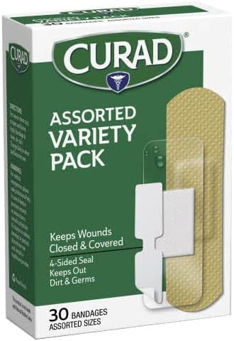 Curad Assorted Adhesive Bandages 4-Sided Seal Variety Pack Perfect for First Aid Kit 30 Count Pack of 6