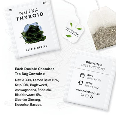 Nutra Tea NUTRATHYROID - Thyroid Health Tea | Metabolism Tea - Providing Thyroid Support - Includes Kelp Bladderwrack & Ashwagandha - 20 Enveloped Tea Bags - by Nutra Tea - Herbal Tea