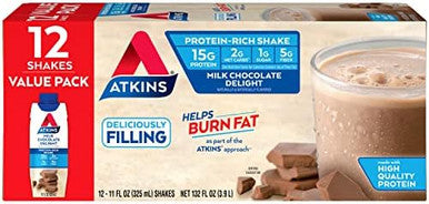 Atkins Milk Chocolate Delight And Mocha Latte Iced Coffee Protein Shakes Bundle (15G Protein Low Glycemic)