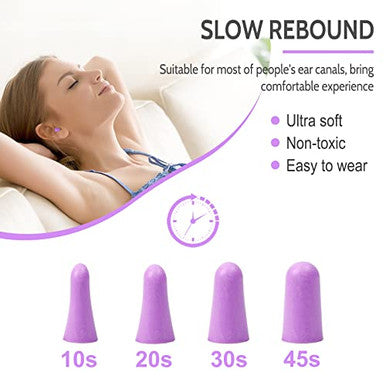 Lysian Foam Noise Cancelling Earplugs 60 Pairs 38Db Snr Purple With 3D Sleep Eye Mask Black