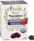 Quantum Health TheraZinc USDA Organic Zinc Lozenges Eldertry Raspberry Immune Support Formulated with Zinc Gluconate Fast Relief No Aftertaste 25 Count Pack of 1