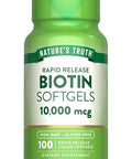 Nature's Truth Biotin 10000mcg Rapid Release Softgels 100 Count NonGMO and Gluten Free Supplement