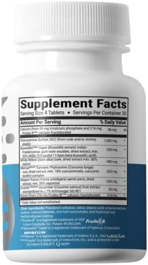 Advanced Joint Support Supplement Relieve Joint Discomfort Calcium Glucosamine 5-Loxin Manufactured In The Usa 120 Tablets