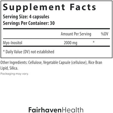Fairhaven Health Myoinositol Supplement For Women And Menvitamin B8 2000Mgvegan Inositol Powder Capsulesgluten Dairy And Soy 120 Inositol Capsules