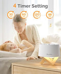 Melodysusie Rechargeable White Noise Machine For Sleep Travel & Salon With Wooden Stand Sound Machine With 31 Soothing Sounds Multi-Night Light 32 Volumes & 4 Timers For Baby Adult