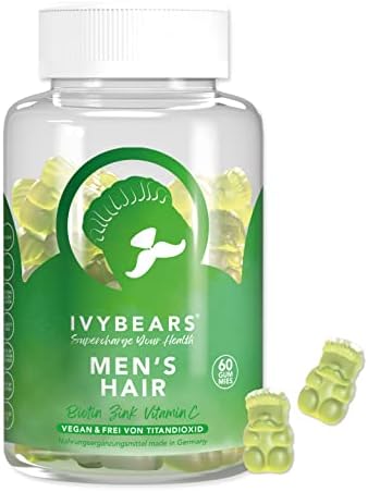 IvyBears Men's Hair Vitamins and Immune Support Gummies Biotin Zinc Vitamins A C D and Zinc for Hair Growth and Immune Health Vegan 2Pack