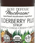 Host Defense Elderberry Plus Syrup Immune Respiratory & Lung Support Supplement Liquid Mushroom Supplement With Turkey Tail Reishi Agarikon & Chaga 4 Fl Oz (12 Servings)