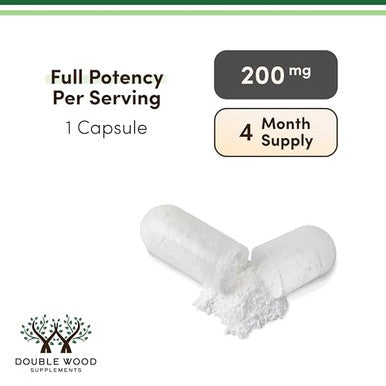 Double Wood Supplements L Theanine Double Strength 120 Capsules 200Mg