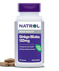Natrol Brain Health Ginkgo Biloba 120Mg Dietary Supplement For Brain Health And Memory Support 60 Capsules 60 Day Supply