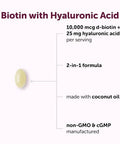 Micro Ingredients Biotin 10000 Mcg With Hyaluronic Acid 25 Mg Per Serving Made With Coconut Oil 365 Softgels 1 Per Day One Year Supply Non-Gmo & Gluten Free