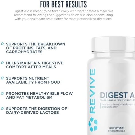 Revive Md Digest Aid Digestive Support Supplement For Men & Women - Comprehensive Digestive Enzyme Blend With Probiotics & Prebiotics For Gut Health & Healthy Digestion - 90 Capsules