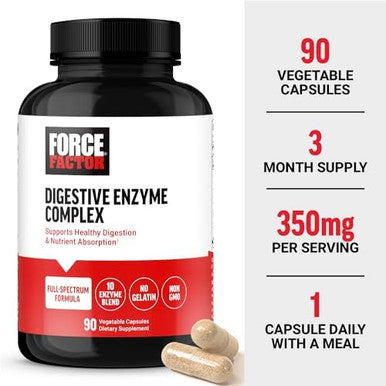 Force Factor Digestive Enzymes Complex To Support Digestive Health Gut Health And Provide Bloating Relief For Women And Men Fullspectrum 10 Digestive Enzymes Nongmo 90 Capsules
