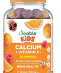 Lifeable Kids Calcium Gummies With Vitamin D3 500 Mg Calcium With Vitamin D3 1000 Iu Great Tasting Calcium Supplement For Kids For Bone Health And Teeth Growth 60 Gummies