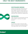 BioEmblem NAD+ Supplement 300 mg Nicotinamide Riboside with CoQ10 and Resveratrol Supports Healthy Aging Cellular Energy and Cognitive Function NonGMO Gluten Free 45 Capsules