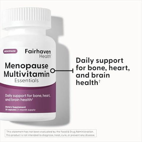 Fairhaven Health Menopause Multivitamin Essentials Hormone Free Menopause Supplements for Women Methylated Multivitamin for Women 50 and Over NonGMO Perimenopause Supplements 30 Capsules