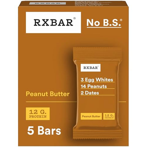 RXBAR Protein Bars, Protein Snack, Snack Bars, Peanut Butter, 9.1oz Box (5 Count)
