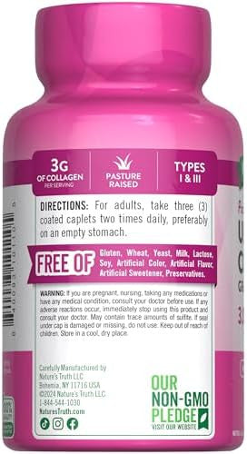Nature'S Truth Collagen Peptides 90 Caplets Type 1 And 3 With Vitamin C Grass Fed, Non-Gmo And Gluten Pill Supplement