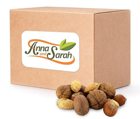 Anna and Sarah Premium Kosher Mixed Nuts in Shell Box, NO BRAZIL NUT 10 Lbs | 160 Oz Bulk, Jumbo Walnuts, Extra Large Pecans, Almonds, Large Oregon Hazelnuts, Fresh