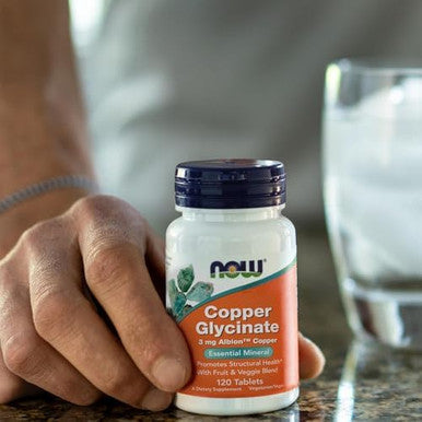 Now Foods Supplements, Copper Glycinate With 3Mg Albion Copper, Promotes Structural Health, 120 Tablets, Light Gray, Tan