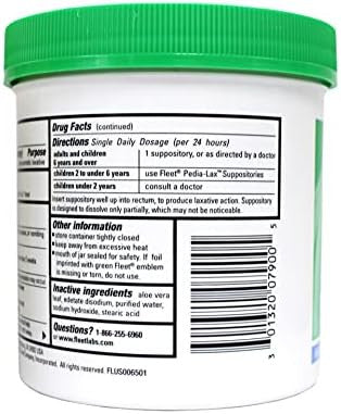 Fleet Glycerin Suppositories Adult Laxative 100 Count (Pack Of 4)