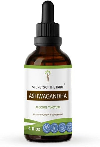 Secrets of the Tribe Ashwagandha Tincture Alcohol Extract, High-Potency Herbal Drops, Tincture Made from Ashwagandha Withania Somnifera Reduces Stress and Promotes Relaxation 4 oz