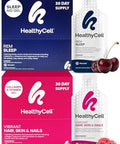 Healthycell Rem Sleep Aid Supplement + Vibrant Hair Skin & Nails Liquid Collagen Supplement For Women & Men Bundle
