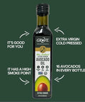 Grove Extra Virgin Avocado Oil - Plant Based, Vegan, Gluten Free, 100% Natural, Cold Pressed, High Smoke Point, 16 Whole Avocados in Every Bottle (8.4oz, 250ml)