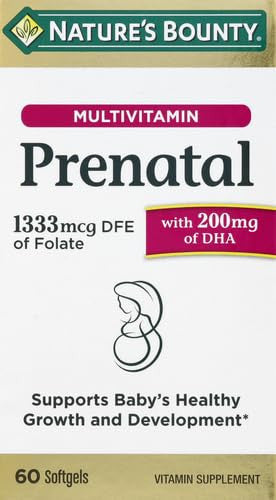 Nature's Bounty Prenatal Multivitamin Supports Baby'S Healthy Growth And Development With 200Mg Dha 60 Softgels