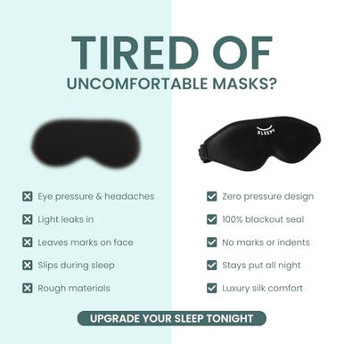 Glowco 3D Sleep Mask Contoured Eye Mask For Sleeping 100 Blackout Zero Pressure Adjustable Strap Light Blocking Eye Cover For Side Sleepers & Back Sleepers Travel Men And Women