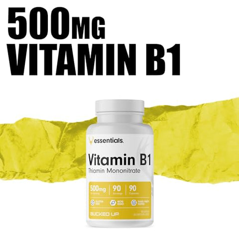 Bucked Up Vitamin B1 500mg Capsules Essentials 90 Servings