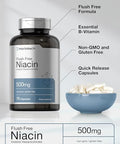 Horbaach Niacin 500mg Flush Free 70 Capsules Vitamin B3 Inositol Hexanicotinate NonGMO and Gluten Free