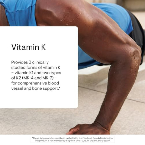 Thorne - Vitamin K - Vitamins K1 And K2 (As Mk-4 And Mk-7) Capsule Supplement - Supports Strong Bones - Clinically Studied Ingredients - Third-Party Certified - Gluten Dairy & Soy-Free 60 Capsules