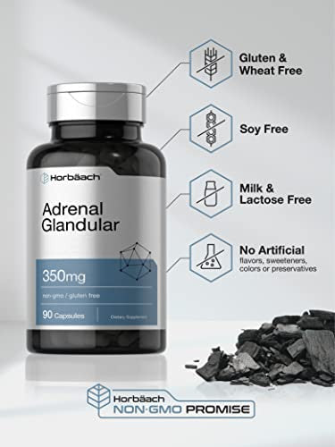 Horbaach Raw Adrenal Glandular 90 Capsules 350 Mg