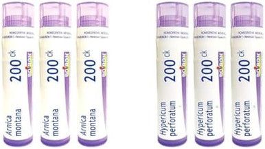 Boiron Arnica Montana 200Ck For Muscle Pain And Stiffness Homeopathic Medicine 3 Count Pack Of 1 With 240 Pellets And Boiron Hypericum Perforatum 200Ck For Nerve Pain Homeopathic Medicine 80 Pellets Pack Of 3