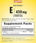 Sundance High Potency Vitamin E 450Mg (1000 Iu) 60 Softgels Essential Vitamin Supplement Nongmo And Gluten Formula