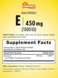 Sundance High Potency Vitamin E 450Mg (1000 Iu) 60 Softgels Essential Vitamin Supplement Nongmo And Gluten Formula