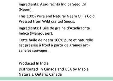Maple Naturals 100% Pure and Natural Neem oil 100ml