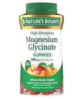 Nature'S Bounty Nature S Bounty High Absorption Magnesium Glycinate Gummies 100 Mg Magnesium Per Serving Whole Body Health No Stick Gummy Peach Mango Flavor Vegetarian & Gluten Free 60 Count/30 Servings