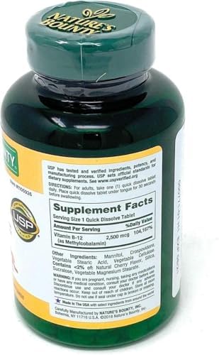 NatureS Bounty Vitamin B12 2500 Mcg 300 Quick Dissolve Tablets
